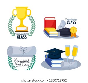 graduation class card set icons
