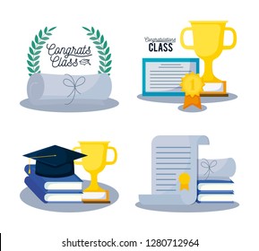 graduation class card set icons