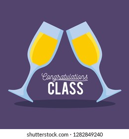 graduation class celebration card with cups of champagne
