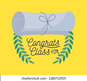 graduation class celebration card with diploma