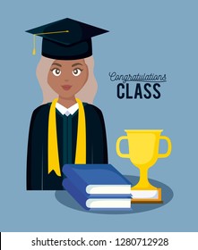 graduation class celebration card with graduated girl