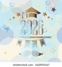 Graduation Class of Year 2028 in gold. Vector Illustration