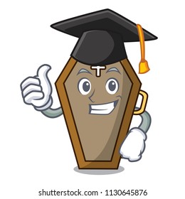 Graduation coffin character cartoon style vector illustration