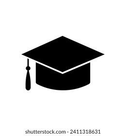 Graduation College Cap Flat Icon Isolated Vector Illustration