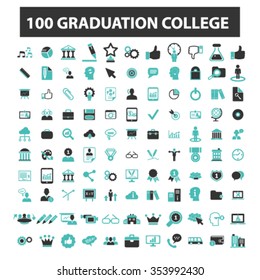 graduación, universidad, educación, aprendizaje, estudio, ciencia, íconos de investigación, signos de concepto vectorial establecido para infografías, móviles, sitio web, aplicación
