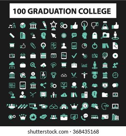 graduación, universidad, educación, aprendizaje, estudio, ciencia, íconos de investigación, signos de concepto vectorial establecido para infografías, móviles, sitio web, aplicación
