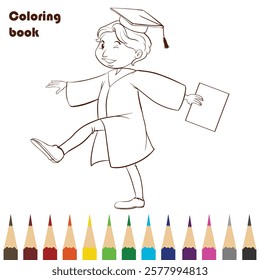 graduation coloring book design illustration 