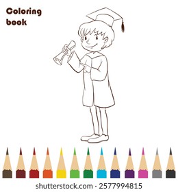 graduation coloring book design illustration 