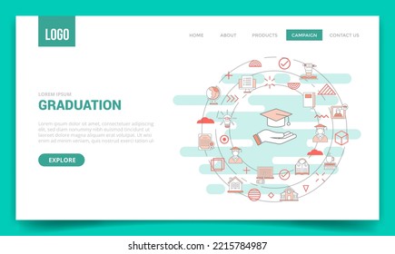 graduation concept with circle icon for website template or landing page homepage