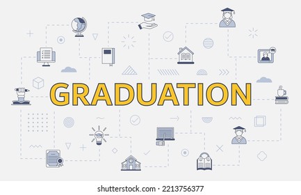 graduation concept with icon set with big word or text on center