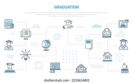 graduation concept with icon set template banner with modern blue color style