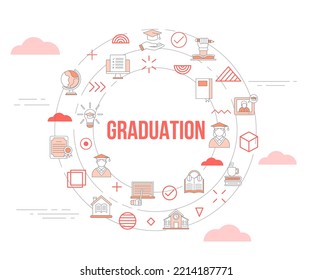 graduation concept with icon set template banner and circle round shape