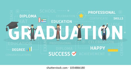 Graduation concept illustration. Idea of success and diploma.