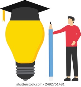 Graduation concept, Increase knowledge to improve skills, Learn to apply for a future career, Website landing page flat banner background vector illustration