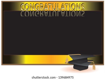 Graduation congratulation card with mortars with copy space