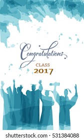 Graduation congratulations of class 2017 in watercolors