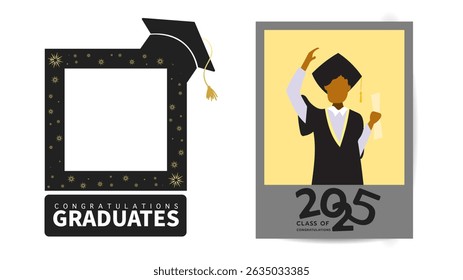  Graduación Felicitaciones, Diseño moderno plano, Vector de ilustración EPS 10