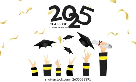  Graduación Felicitaciones, Diseño moderno plano, Vector de ilustración EPS 10