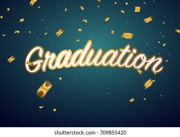 Graduation congratulatory background graduate and golden confetti