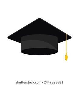 Ilustración vectorial plana de la gorra de la graduación o de la convocación sobre fondo blanco