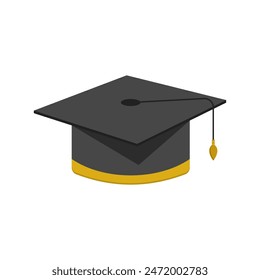 Graduation or Convocation Cap flat vector design on white background