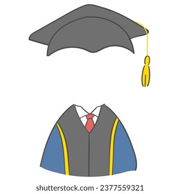 Un disfraz de graduación. Ilustración con agujero para la cara .