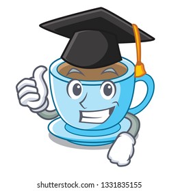 Graduation cup milk tea above cartoon table