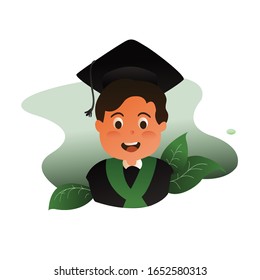 Diseño de plantilla de ilustración linda de graduación