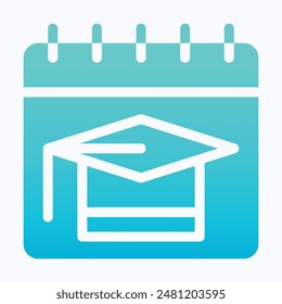 Graduation Date Calendar Vector Icon, Graduate Hat Vector Icon. Isolated Gradient Vector Icon.