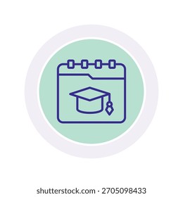 Graduation Date color circle icon , vector, pixel perfect, illustrator file 