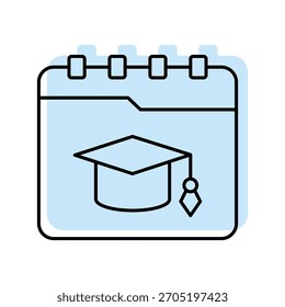 Graduation Date color shadow thinline icon , vector, pixel perfect, illustrator file 