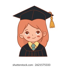 Graduation Day Artwork  Academic Little Girl Vector