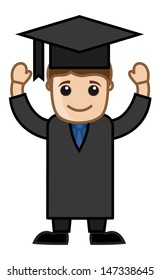 Graduation Day - Cartoon Office Vector Illustration