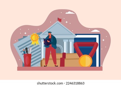 Graduation Day Flat Design Illustration