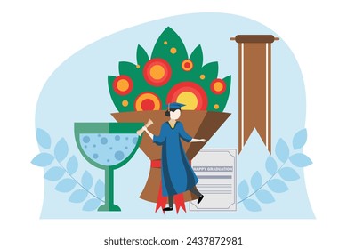 Graduation Day Flat Design Illustration