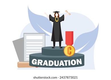 Ilustración de diseño plano del día de graduación