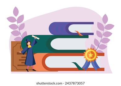 Ilustración de diseño plano del día de graduación