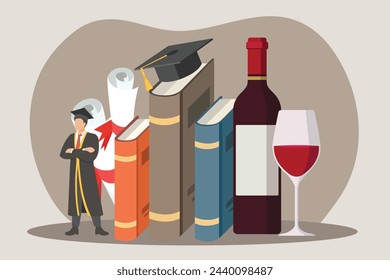 Ilustración de diseño plano del día de graduación