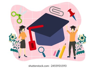 Graduation Day Flat Design Illustration