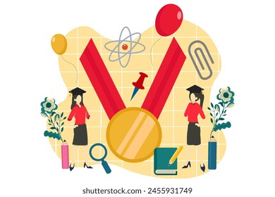 Ilustración de diseño plano del día de graduación