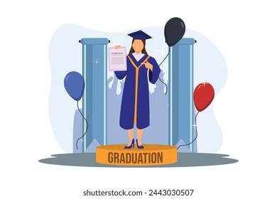 Graduation Day Flat Illustration Design