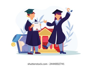 Graduation Day Flat Illustration Design