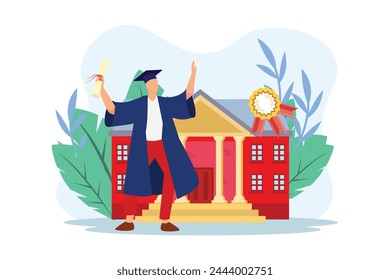 Graduation Day Flat Illustration Design