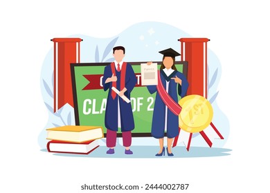 Graduation Day Flat Illustration Design