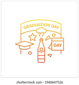 Graduation day gradient icon. Last study day. Party. Celebration. Surprise party.Graduation concept. Isolated vector illustration.Suitable to banners, mobile apps and presentation