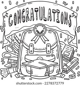 Graduation Day Greeting Coloring Page for Kids