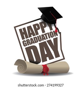 Graduation Day Icon EPS 10 Vector Royalty Free Stock Illustration For Greeting Card, Ad, Promotion, Poster, Flier, Blog, Article, Social Media, Marketing