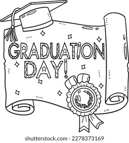 Graduation Day with Mortarboard, Ribbon Isolated