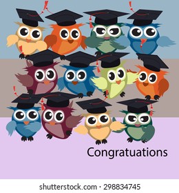graduation decorative vector owl with congratulations text background