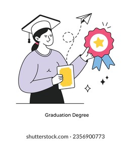 Graduación Grado vector de concepto abstracto en una ilustración de material de estilo plano